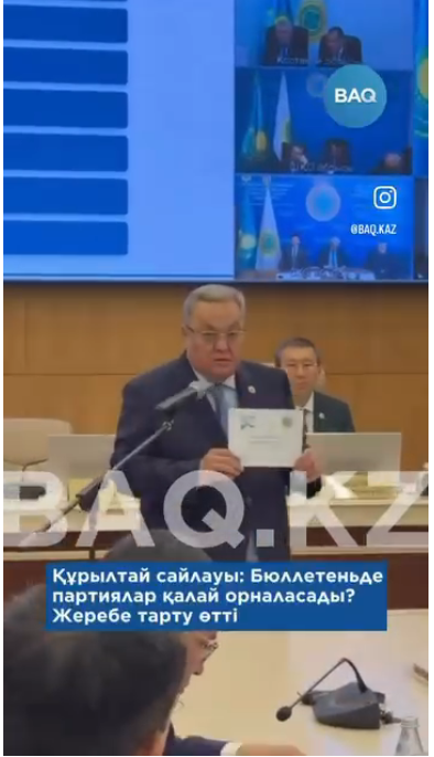 Бюллетеньдегі партиялардың орналасу реті анықталды